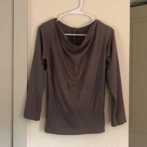 Gaia Conceptions Float Neck Simplicity Banded Shirt-Grey